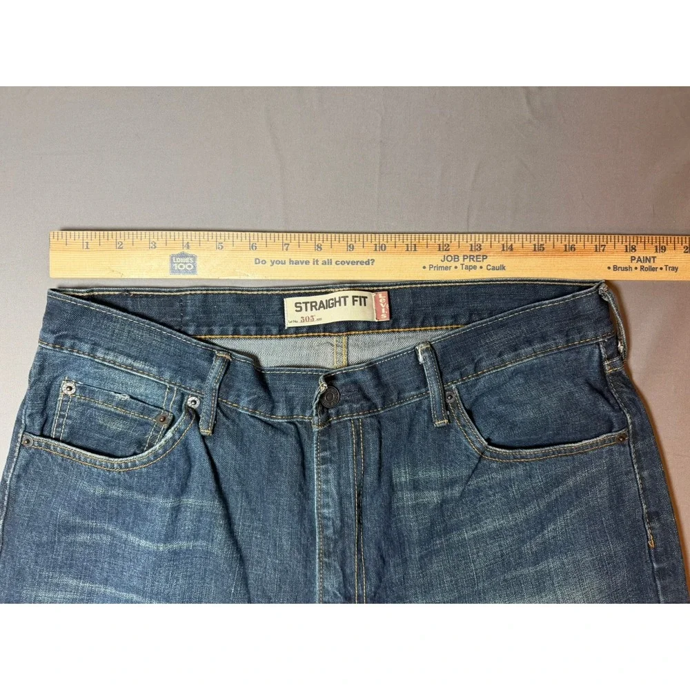 Levis 505 Mens Straight Fit Jeans Blue Denim 36x30 Medium Wash Cotton